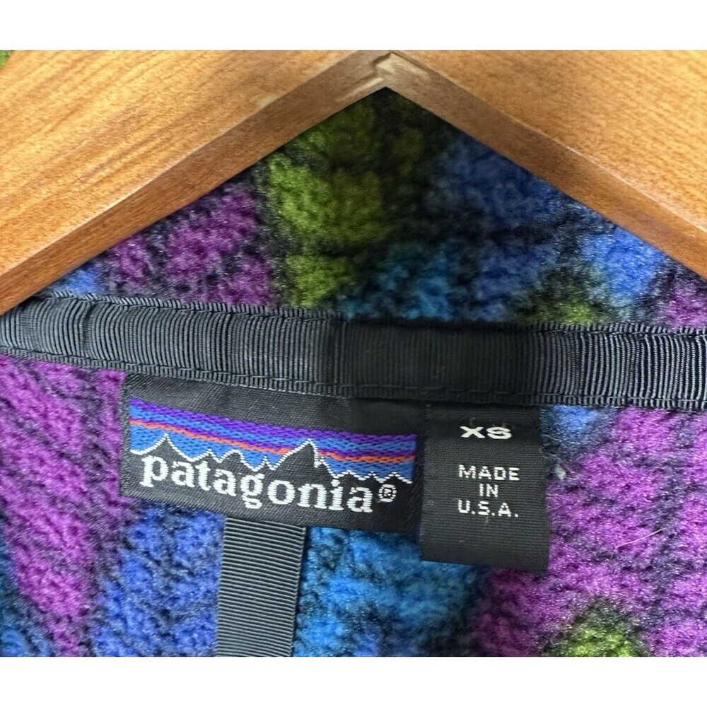 Vintage Patagonia Synchilla Snap T Fleece Pullover Leaf Pattern Sz XS USA Leaf - Picture 7 of 9